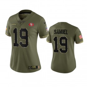 Camiseta Mujer NFL San Francisco 49ers Deebo Samuel 19 Olive 2022 Salute To Service Limited